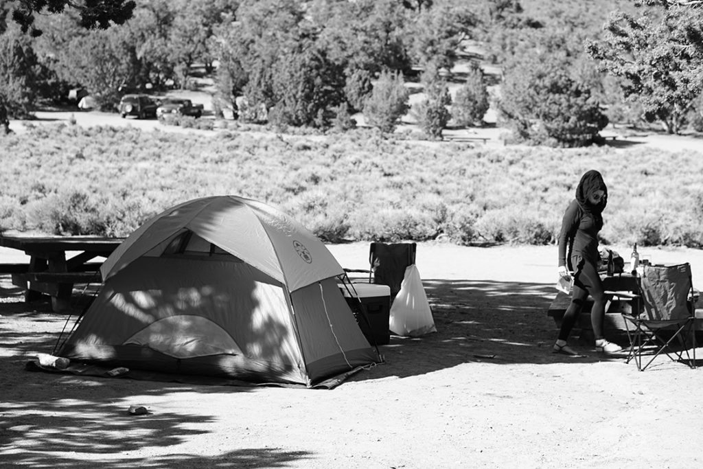 Linds & a pitched tent at Grandview Campground