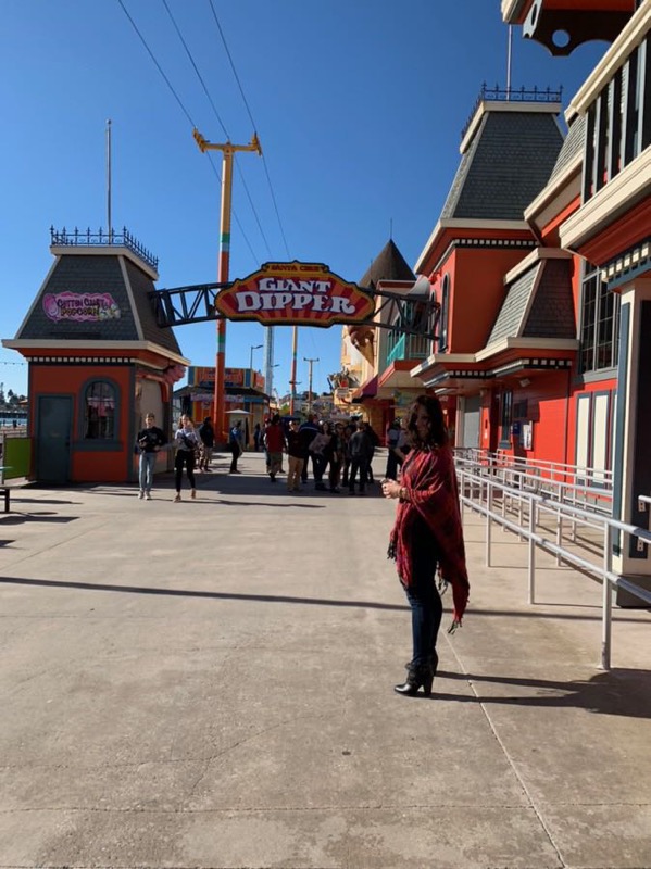 Me and The Giant Dipper on the boardwalk in Santa Cruz, California