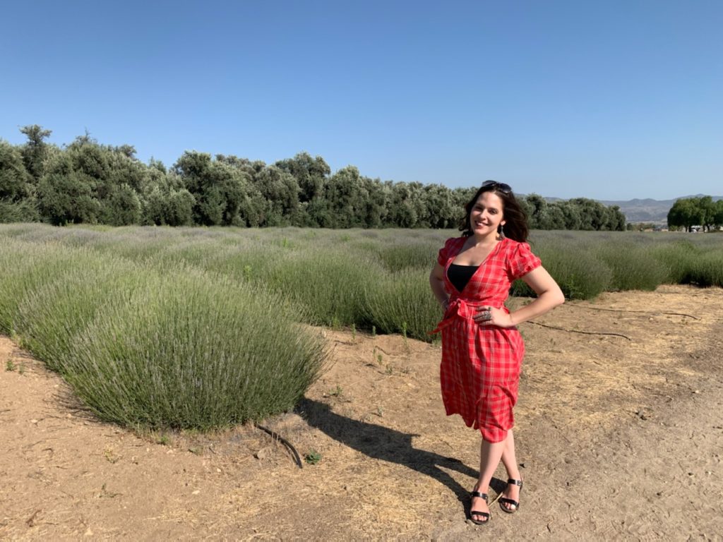 Linds standing in the lavender fields