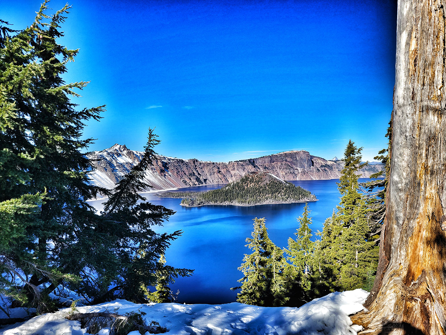 Crater Lake as seen from Rim Village southwest entrance