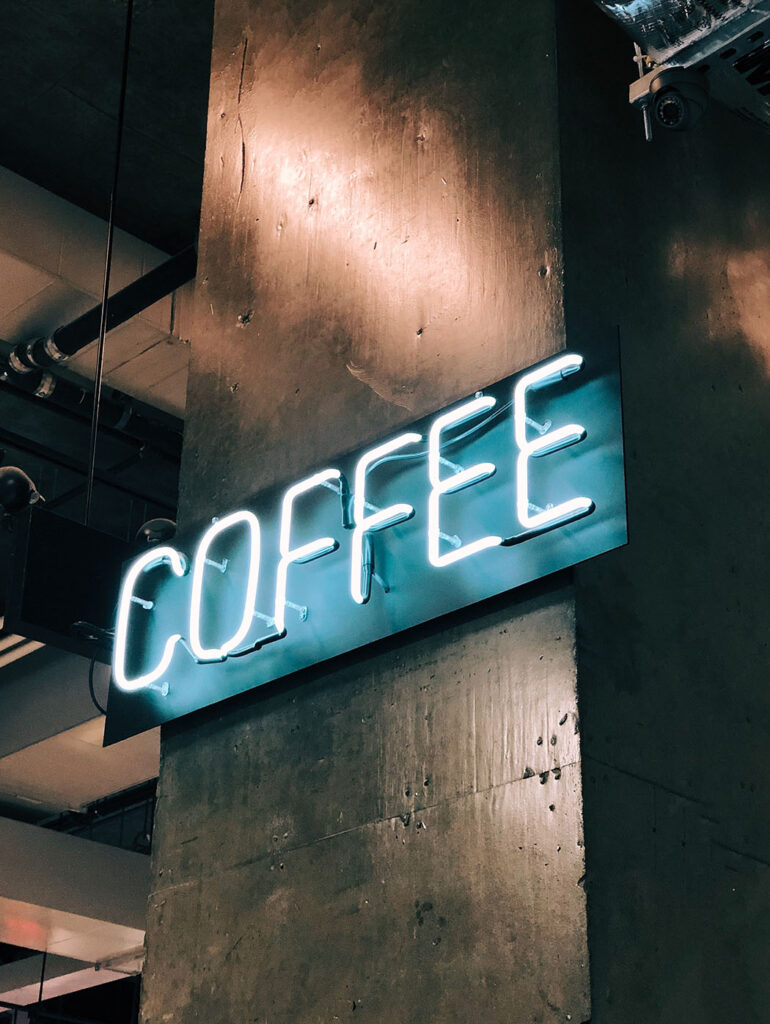 neon "coffee" sign