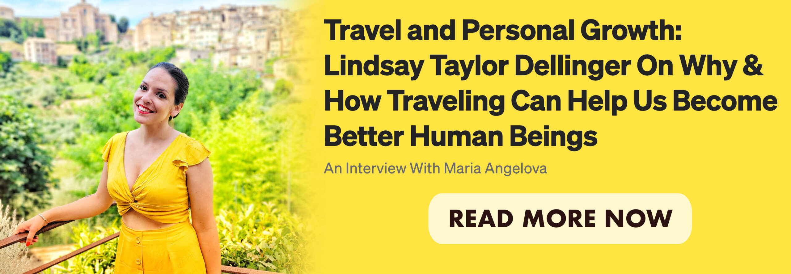 LINDS WITH SIENA, ITALY IN THE BACKGROUND; IMAGE LINKED TO HER INTERVIEW WITH AUTHORITY MAGAZINE/MEDIUM