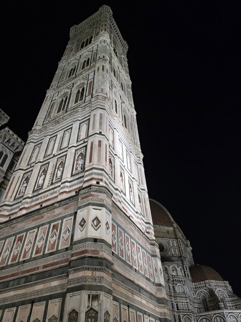Looking upward from the ground at Campanile di Giotto