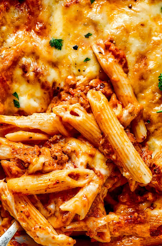 up close image of Mostaccioli pasta