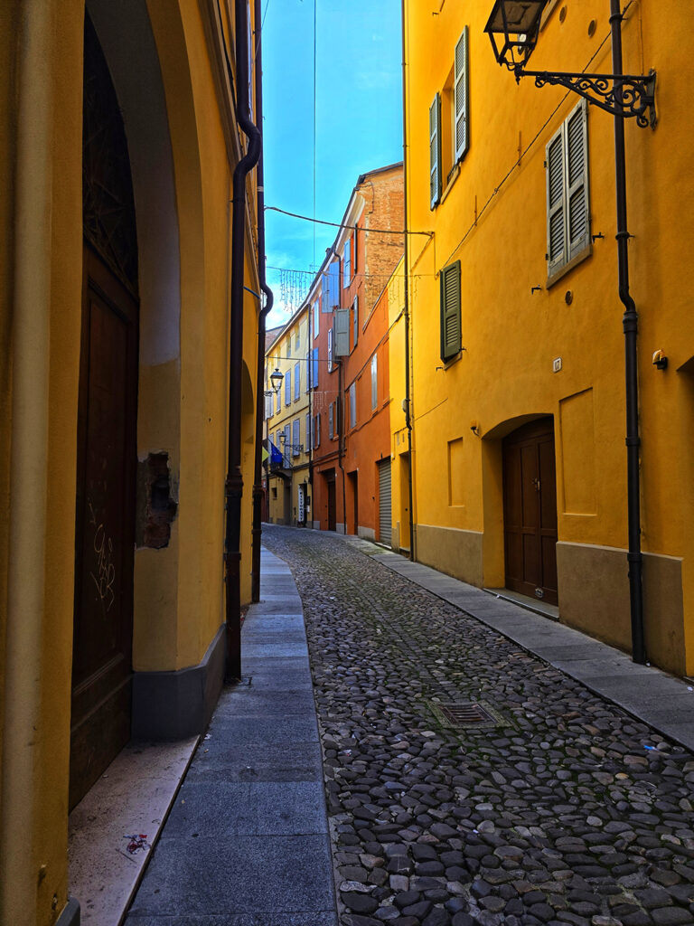 cobblestone streets of Modena
